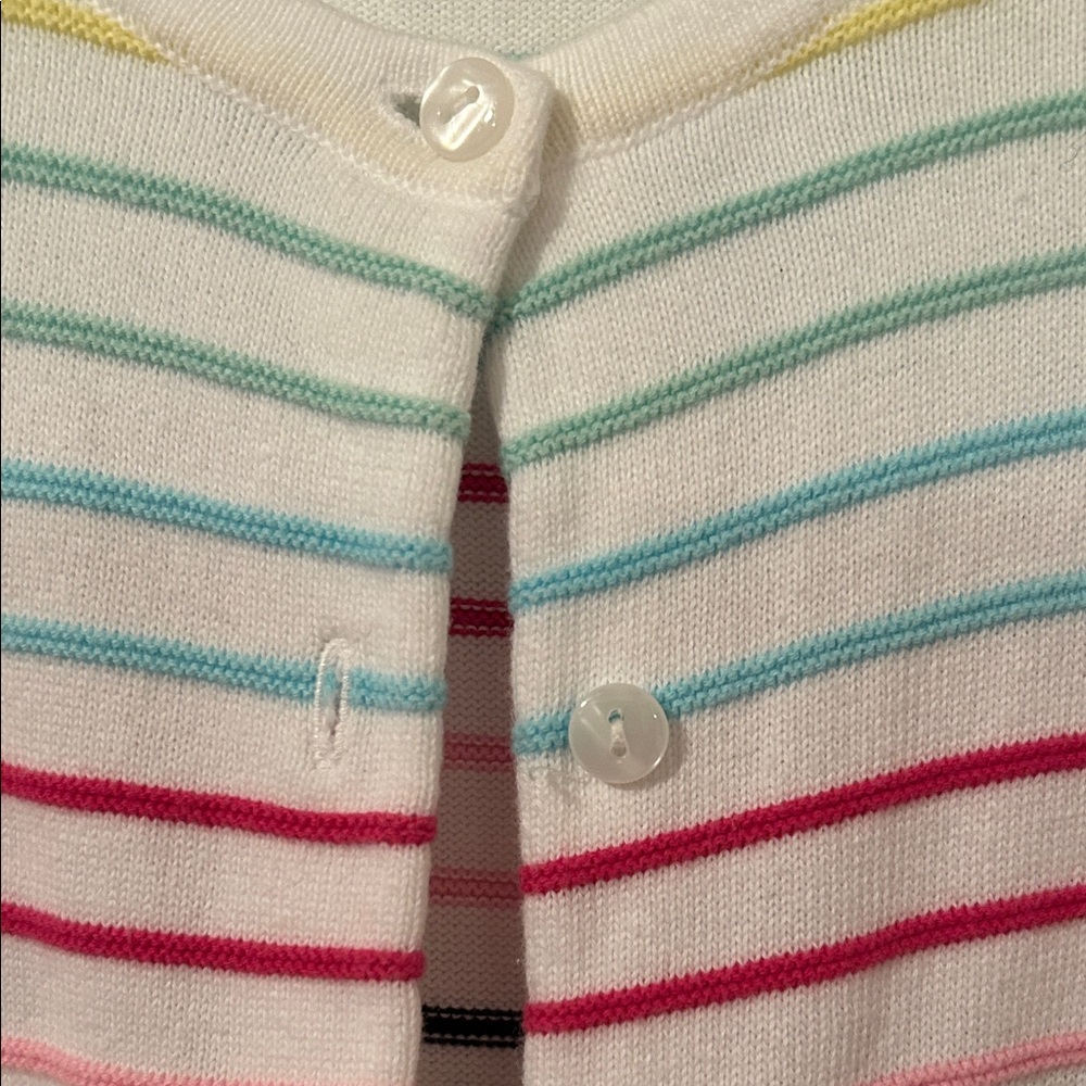 Talbots White Cardigan with Multicolor Stripes - Picture 2 of 6